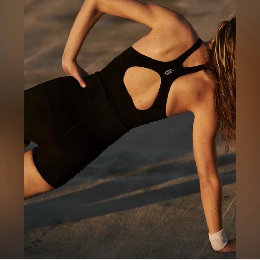 NWT Free People Movement Black Cutout Racerback Athletic Romper